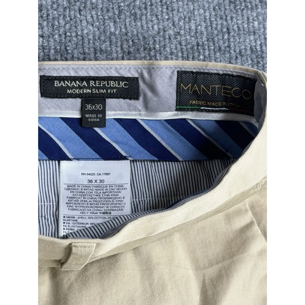 Banana‎ Republic 36x30 Khaki Modern Slim Manteco Suit Mens Dress Pants